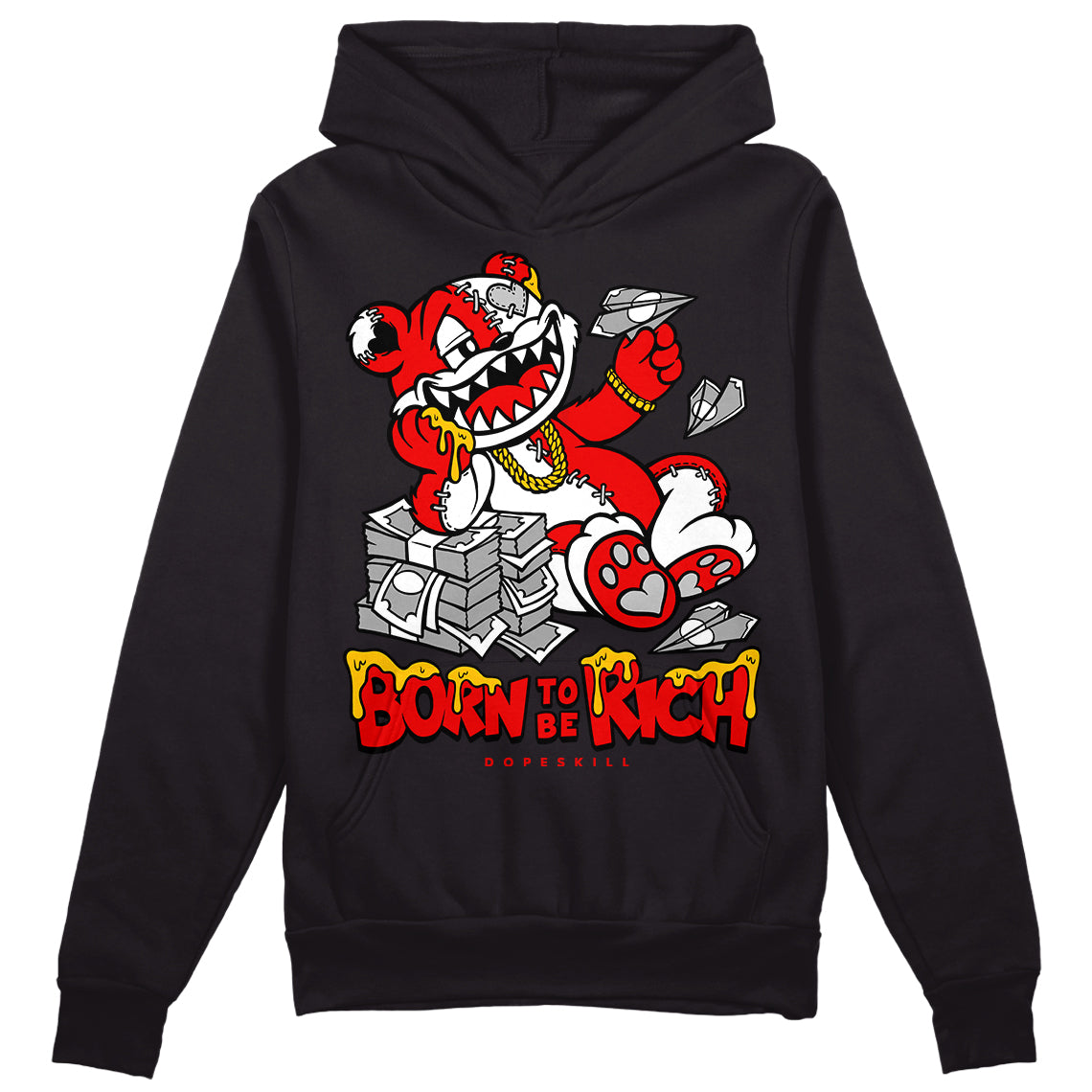 Jordan 12 “Cherry” DopeSkill Hoodie Sweatshirt Born To Be Rich Graphic Streetwear - Black