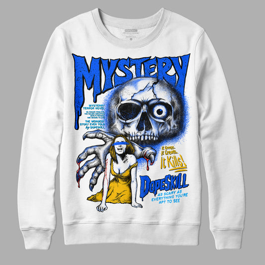 Royal Blue Sneakers DopeSkill Sweatshirt Mystery Ghostly Grasp Graphic Streetwear - White