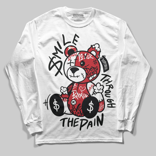 Jordan 11 Retro Low Bred (2025) DopeSkill Long Sleeve T-Shirt Smile Through The Pain Graphic Streetwear - White