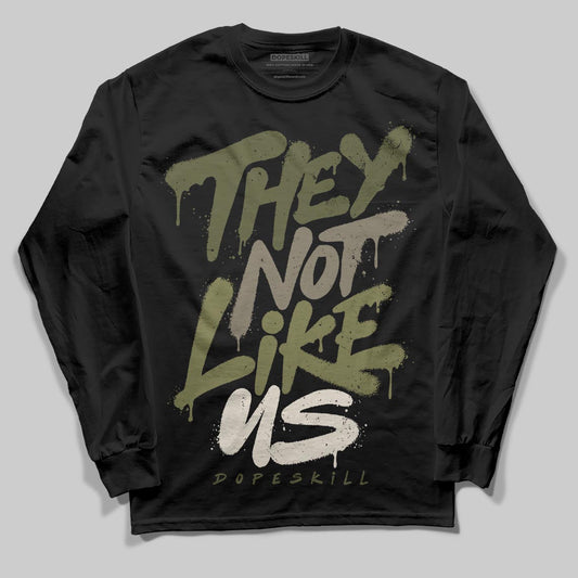 Jordan 3 “Medium Olive” aka “Family Affair” DopeSkill Long Sleeve T-Shirt They Not Like Us Graphic Streetwear - Black