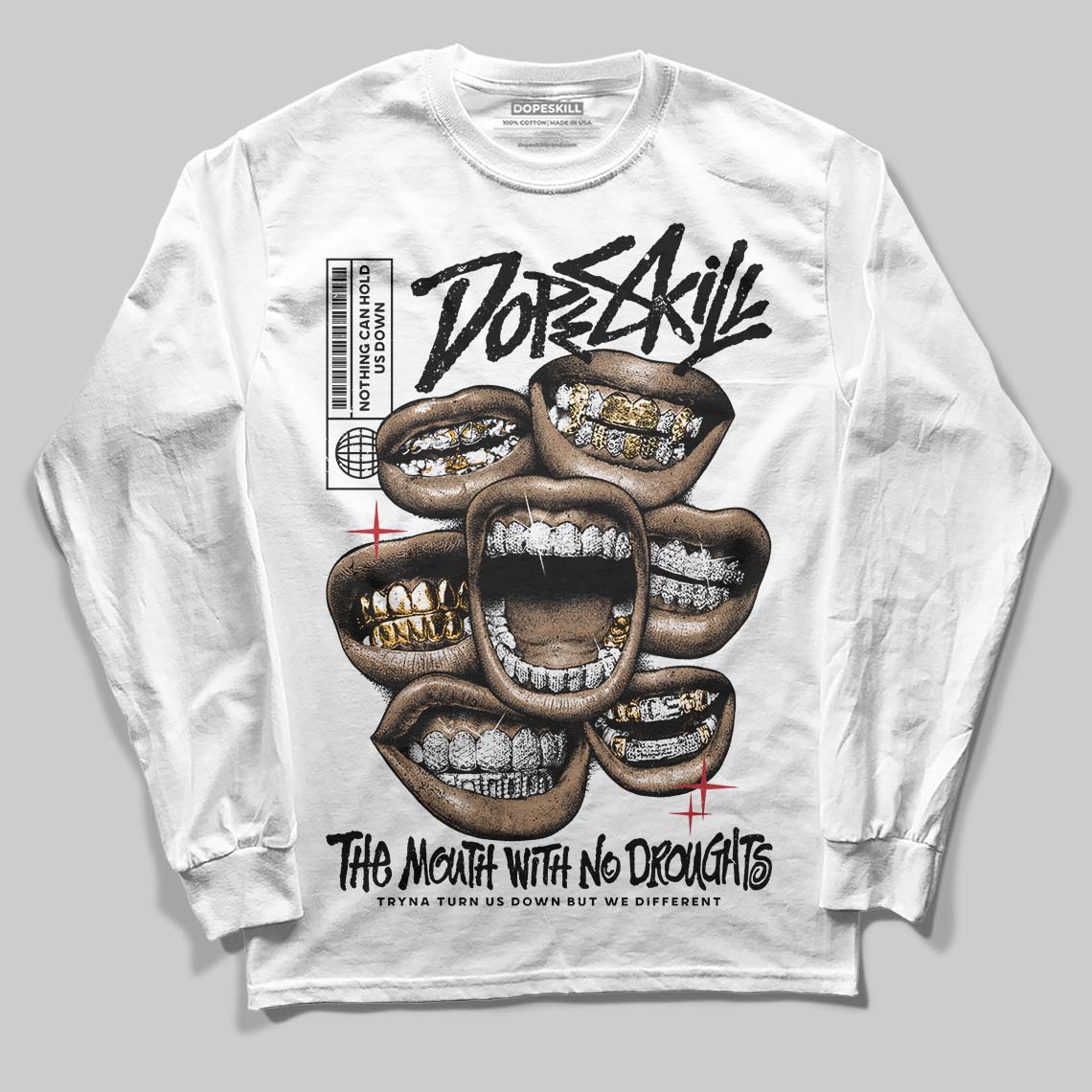 Nigel Sylvester x Jordan 1 Low OG “Nitro” DopeSkill Long Sleeve T-Shirt The Mouth With No Droughts Graphic Streetwear - White