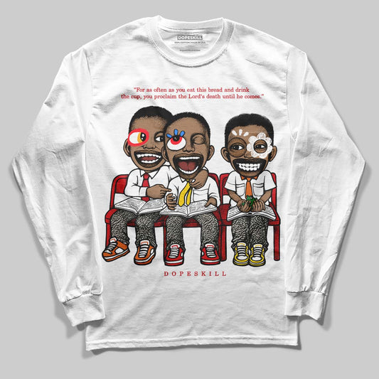 Jordan 3 Retro Fire Red DopeSkill Long Sleeve T-Shirt First Sunday Graphic Streetwear - White