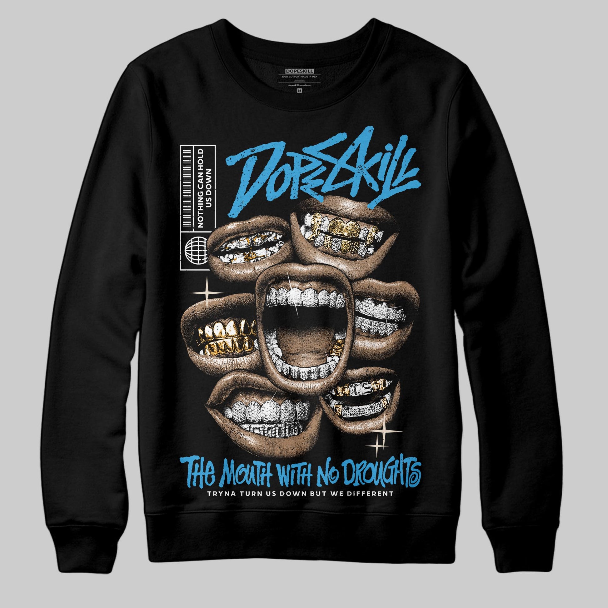 Jordan 1 High OG “UNC” Reimagined DopeSkill Sweatshirt The Mouth With No Droughts Graphic Streetwear - Black