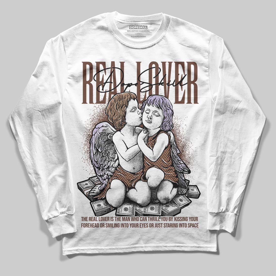 Harris Tweed x Wmns Dunk Low 'Sesame' DopeSkill Long Sleeve T-Shirt Real Lover Graphic Streetwear - White