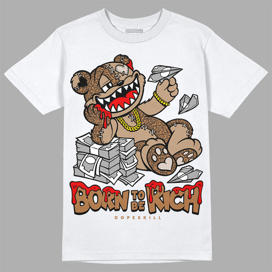 Jordan 3 Retro Palomino DopeSkill T-Shirt Born To Be Rich Graphic Streetwear - White