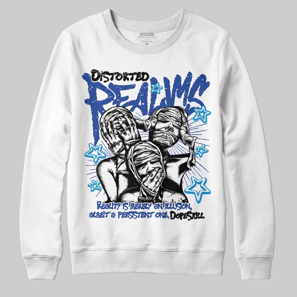 Royal Blue Sneakers DopeSkill Sweatshirt Distorted Realms Graphic Streetwear - White