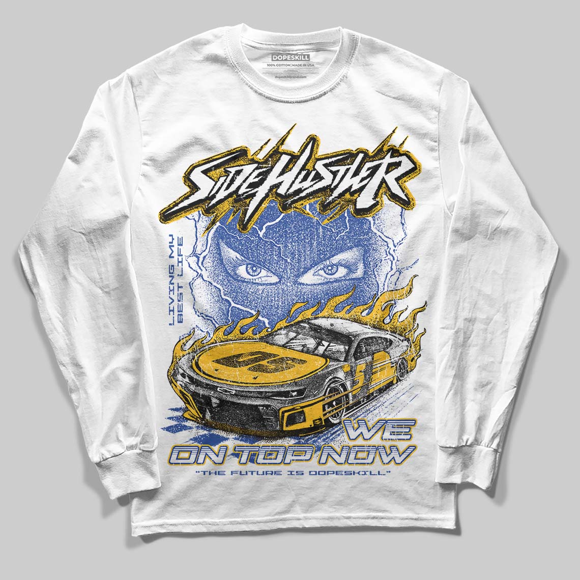 Royal Blue Sneakers DopeSkill Long Sleeve T-Shirt Flexin' Graphic Streetwear - White