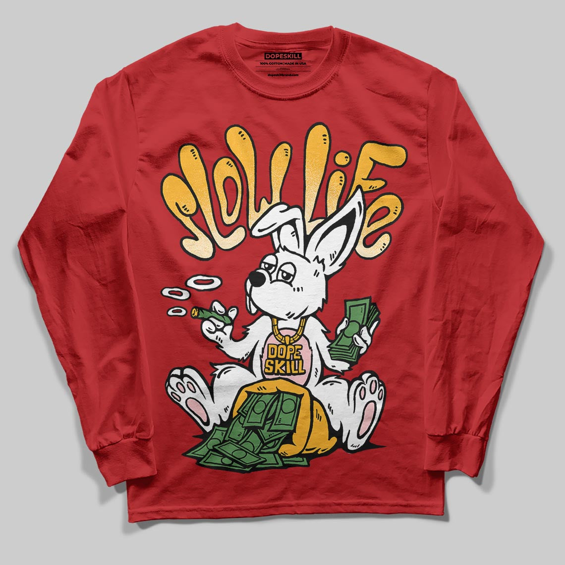 Red Sneakers DopeSkill Long Sleeve T-Shirt Slow Life Graphic Streetwear - red
