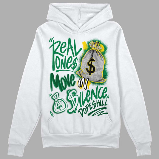 Green Sneakers DopeSkill Hoodie Sweatshirt Real Ones Move In Silence Graphic Streetwear - White