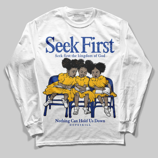 Royal Blue Sneakers DopeSkill Long Sleeve T-Shirt New Seek First Graphic Streetwear - White
