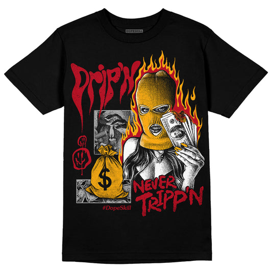 Jordan 7 Citrus DopeSkill T-Shirt Drip'n Never Tripp'n Graphic Streetwear - Black