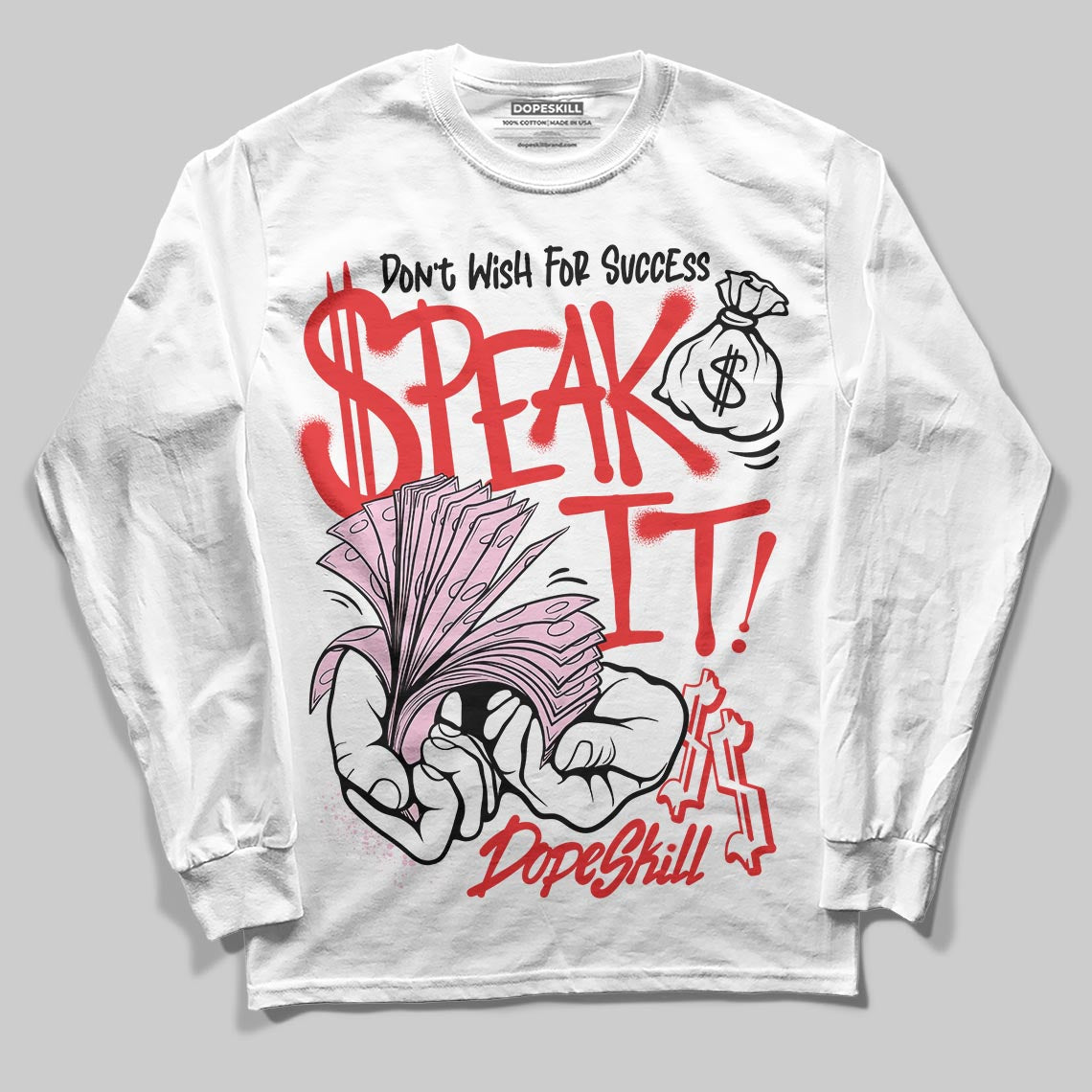 Awake NY x Air Jordan 5 Arctic Pink DopeSkill Long Sleeve T-Shirt Speak It Graphic Streetwear - White