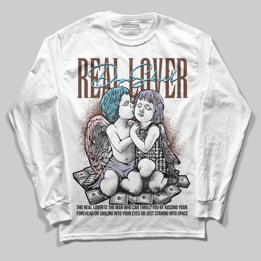 Harris Tweed x Dunk Low Denim Turquoise and Baroque Brown DopeSkill Long Sleeve T-Shirt Real Lover Graphic Streetwear - White