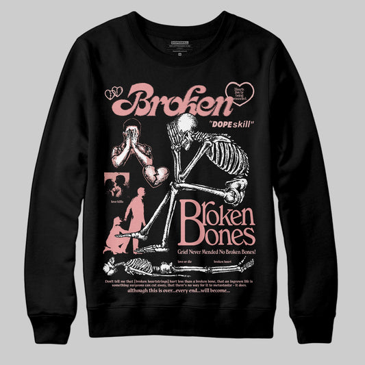 Jordan 40 “Dusty Rose” DopeSkill Sweatshirt Broken Bones Graphic Streetwear - black