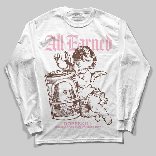 Harris Tweed x Dunk Low Denim Turquoise and Baroque Brown DopeSkill Long Sleeve T-Shirt All Earned Graphic Streetwear - White