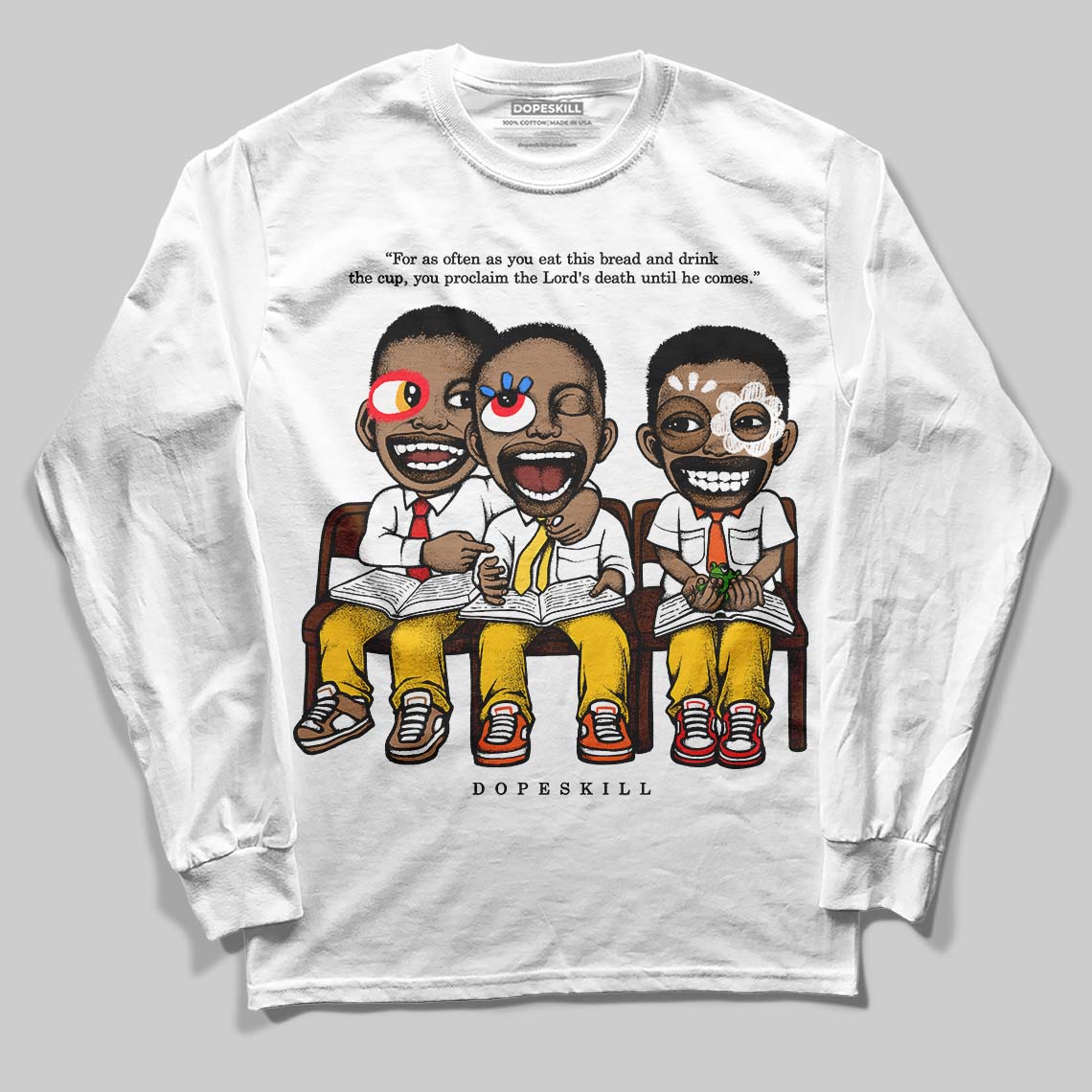 Yellow Sneakers DopeSkill Long Sleeve T-Shirt First Sunday Graphic Streetwear - White