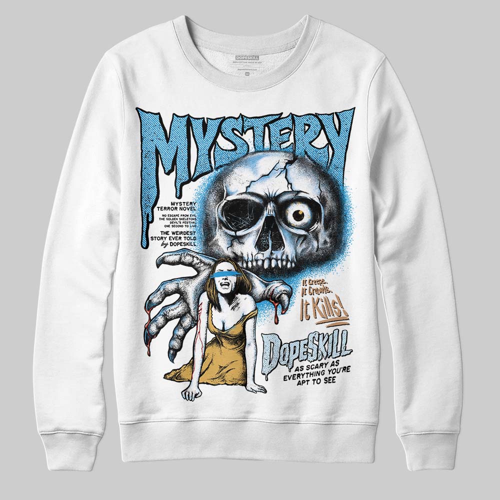 Jordan 4 Denim “Worn Blue” DopeSkill Sweatshirt Mystery Ghostly Grasp Graphic Streetwear - White