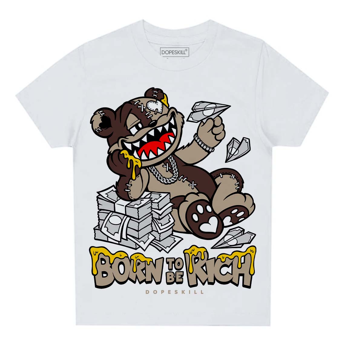 Jordan 1 High OG “Latte” DopeSkill Toddler Kids T-shirt Born To Be Rich Graphic Streetwear - White