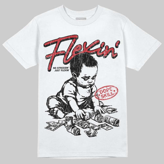 Jordan 5 Retro Fire Red Black Tongue (2025) DopeSkill T-Shirt Flexin' Graphic Streetwear - White