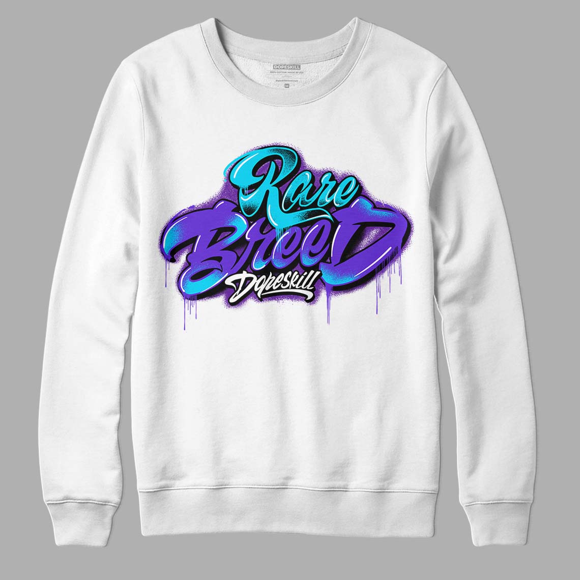 Jordan 6 "Aqua" DopeSkill Sweatshirt Rare Breed Type Graphic Streetwear - White