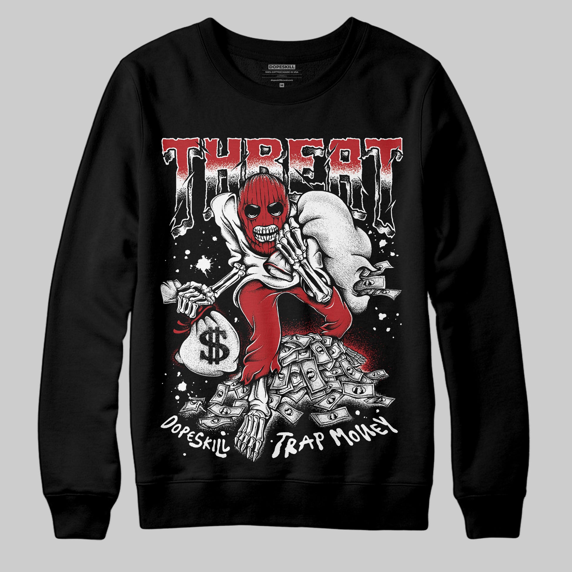 Jordan 1 Retro High OG Black Toe Reimagined DopeSkill Sweatshirt Threat Graphic Streetwear - Black