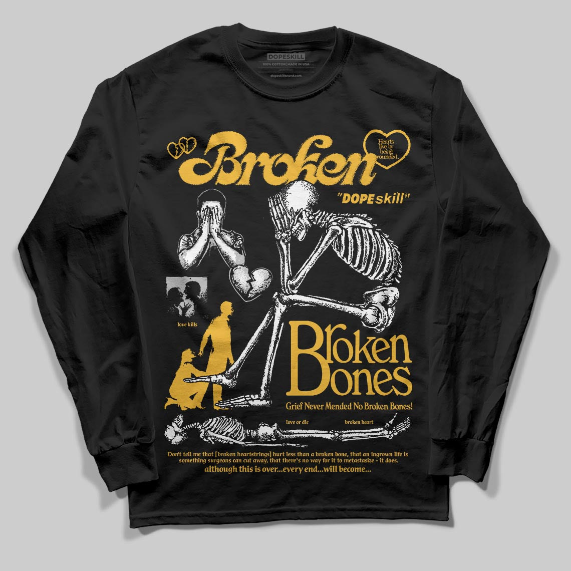 Jordan 5 'Tokyo' DopeSkill Long Sleeve T-Shirt Broken Bones Graphic Streetwear - Black
