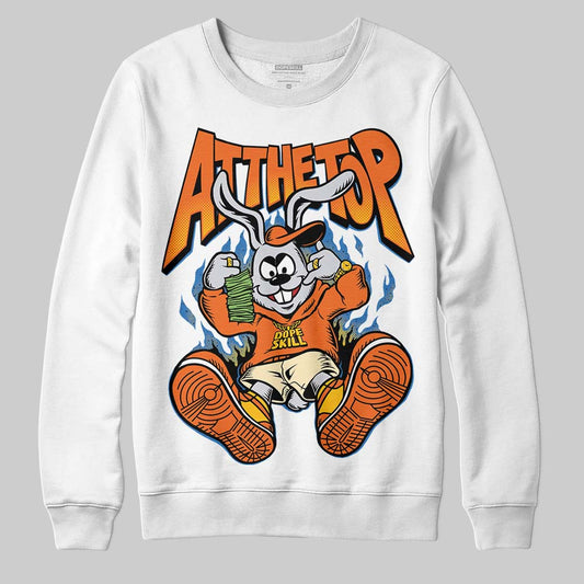 Orange, Black and White Sneakers DopeSkill Sweatshirt At The Top Graphic Streetwear - White