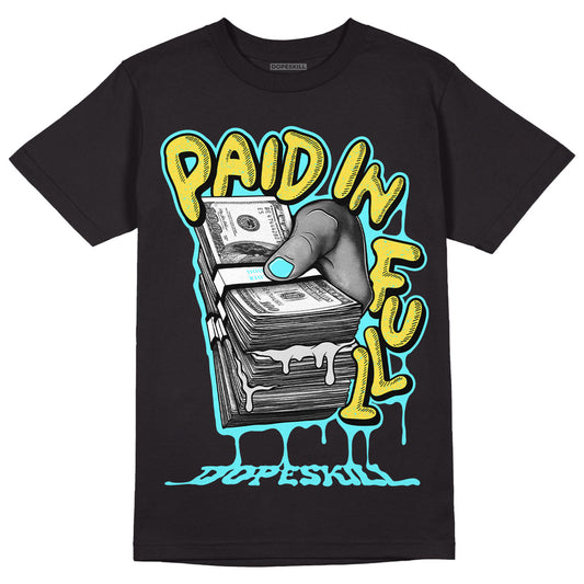 Jordan 5 Aqua DopeSkill T-Shirt Paid In Full Graphic Streetwear - Black