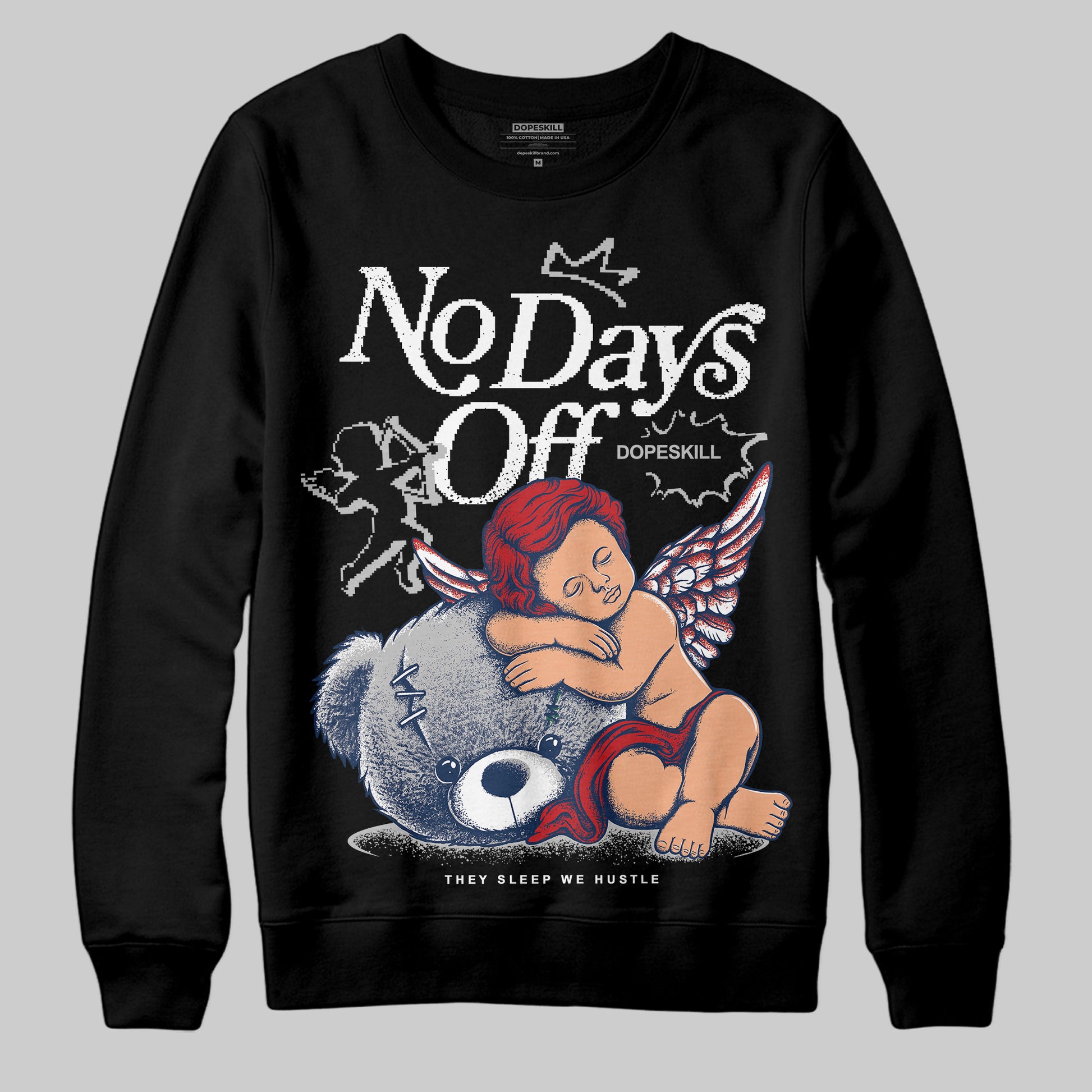 Jordan 4 SB “Summit White/Navy” DopeSkill Sweatshirt New No Days Off Graphic Streetwear - Black