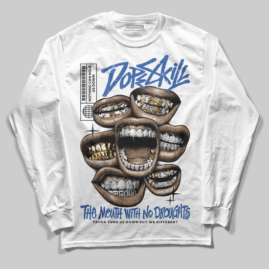 Jordan 1 Low Travis Scott x Fragment DopeSkill Long Sleeve T-Shirt The Mouth With No Droughts Graphic Streetwear - White