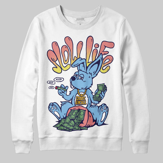 University Blue Sneakers DopeSkill Sweatshirt Slow Life Graphic Streetwear - White