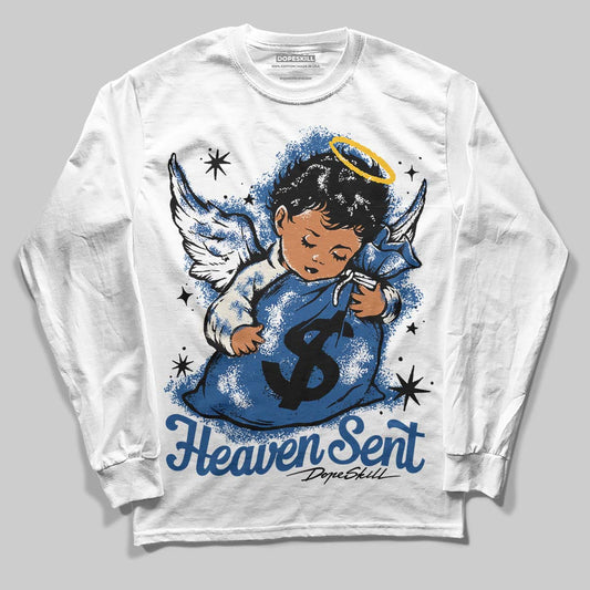Jordan 1 Low OG “Storm Blue” DopeSkill Long Sleeve T-Shirt Heaven Sent Graphic Streetwear - White