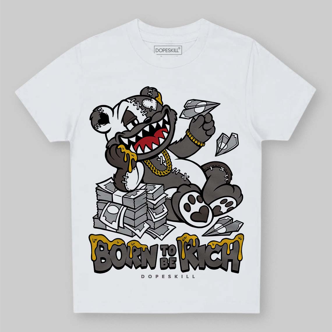 Jordan 4 Retro Cave Stone DopeSkill Toddler Kids T-shirt Born To Be Rich Graphic Streetwear - White