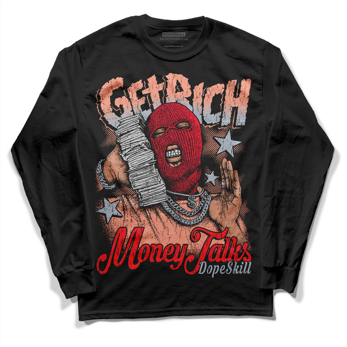 DJ Khaled x Jordan 5 Retro ‘Crimson Bliss’ DopeSkill Long Sleeve T-Shirt Get Rich Graphic Streetwear - Black