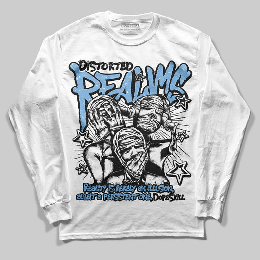 Jordan 6 University Blue DopeSkill Long Sleeve T-Shirt Distorted Realms Graphic Streetwear - White