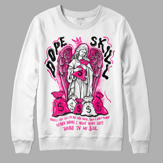 Jordan 1 Low GS “Fierce Pink” DopeSkill Sweatshirt Angels Graphic Steetwear - White