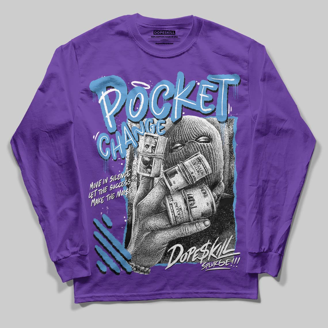 PURPLE Sneakers DopeSkill Long Sleeve T-Shirt Pocket Change Graphic Streetwear - Purple