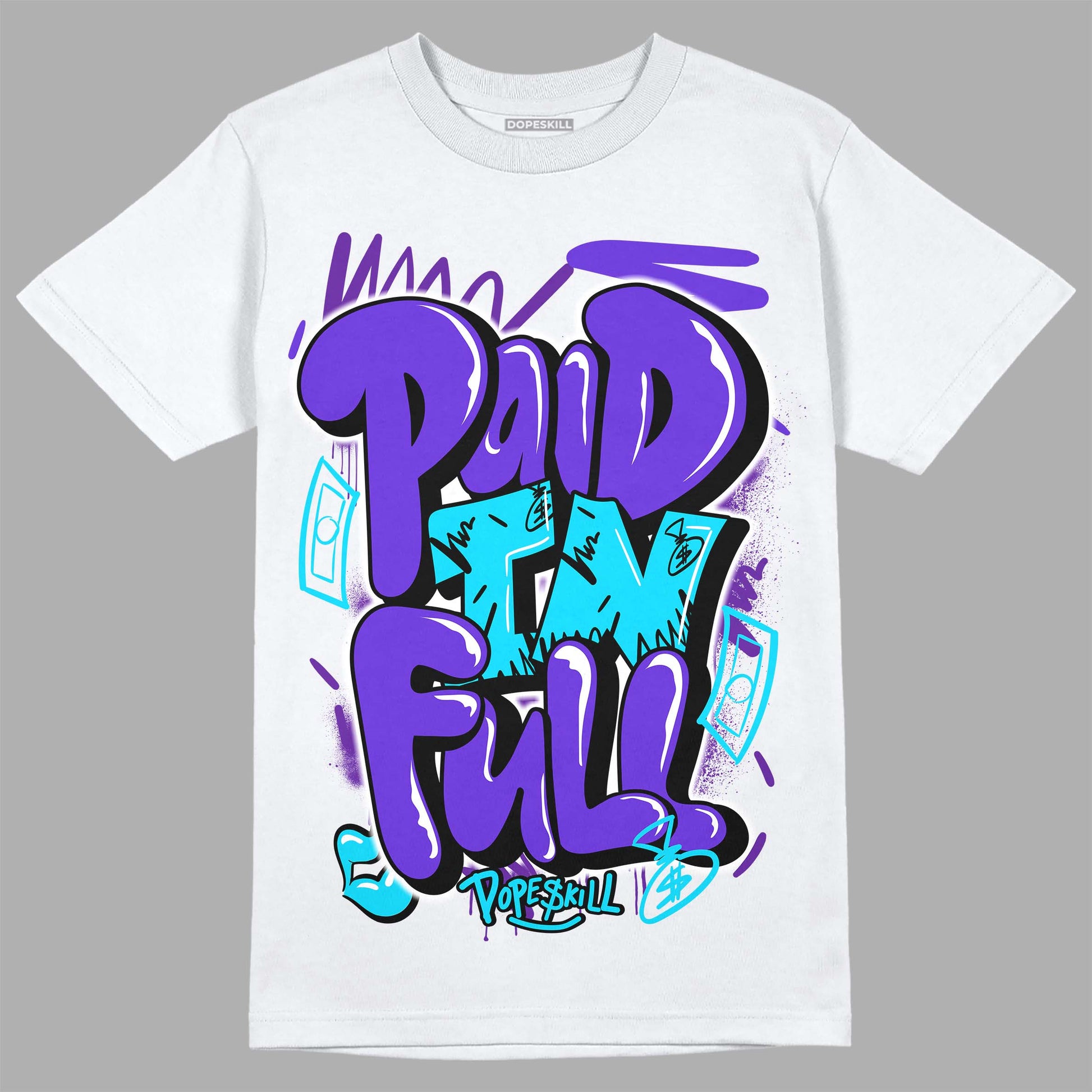Jordan 6 "Aqua" DopeSkill T-Shirt New Paid In Full Graphic Streetwear - White