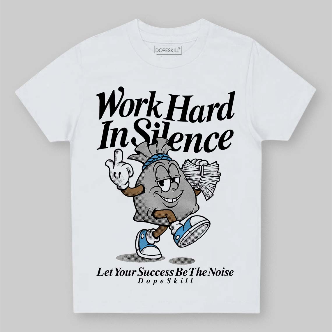 Jordan 10 OG “Steel” DopeSkill Toddler Kids T-shirt Work Hard In Silence Graphic Streetwear - White