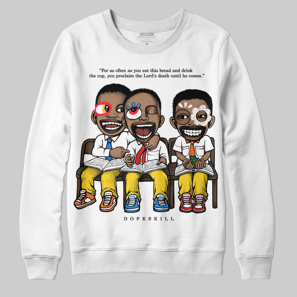 Jordan 4 Thunder DopeSkill Sweatshirt First Sunday Graphic Streetwear - White