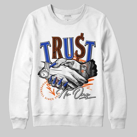Dunk Low Futura Orange Blaze DopeSkill Sweatshirt Trust No One Graphic Streetwear - White