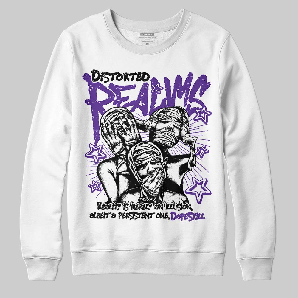 PURPLE Sneakers DopeSkill Sweatshirt Distorted Realms Graphic Streetwear - White