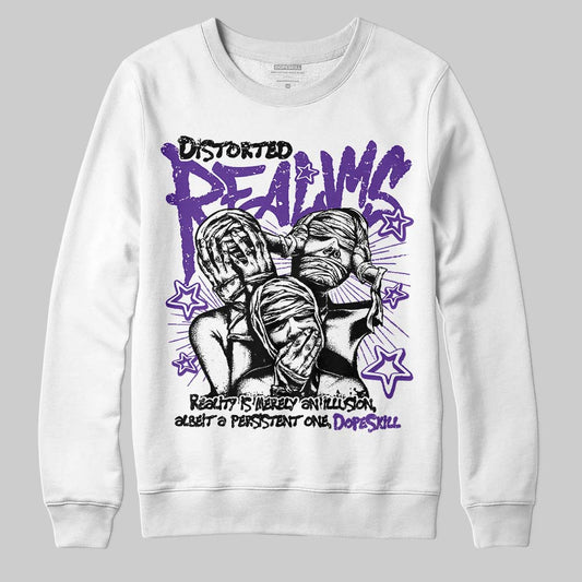 PURPLE Sneakers DopeSkill Sweatshirt Distorted Realms Graphic Streetwear - White