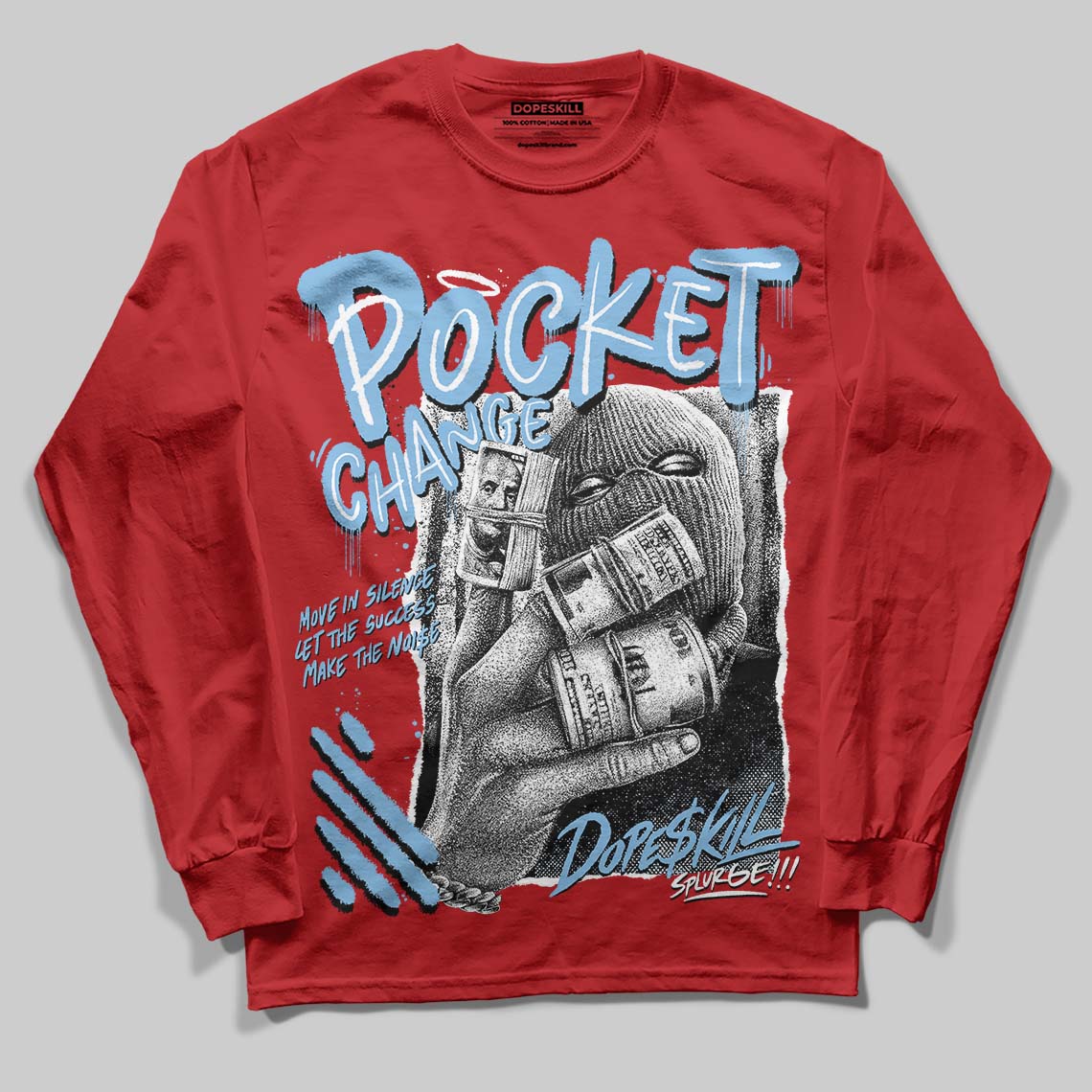 Jordan 11 Retro Cherry DopeSkill Long Sleeve T-Shirt Pocket Change Graphic Streetwear - red
