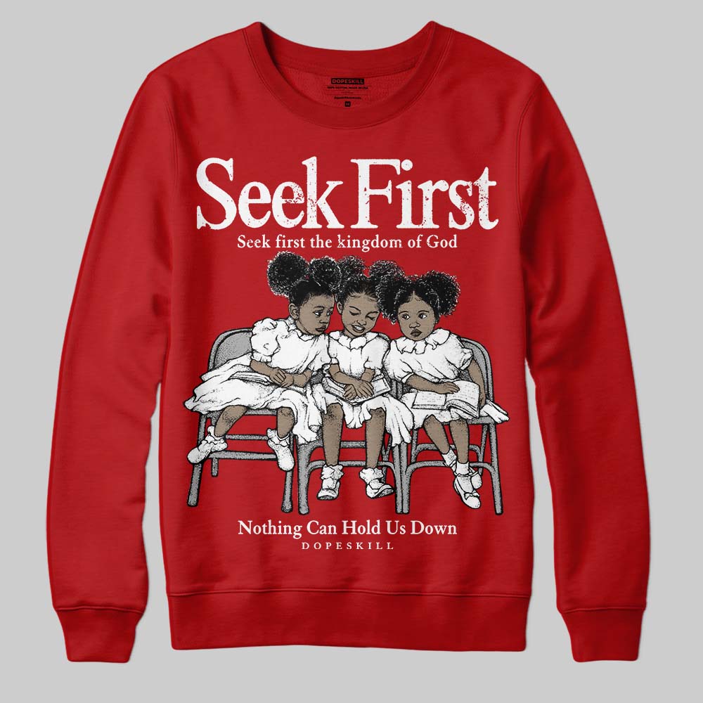 Red Sneakers DopeSkill Sweatshirt New Seek First Graphic Streetwear - Red