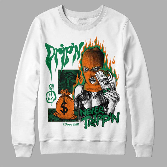 Green Sneakers DopeSkill Sweatshirt Drip'n Never Tripp'n Graphic Streetwear - White
