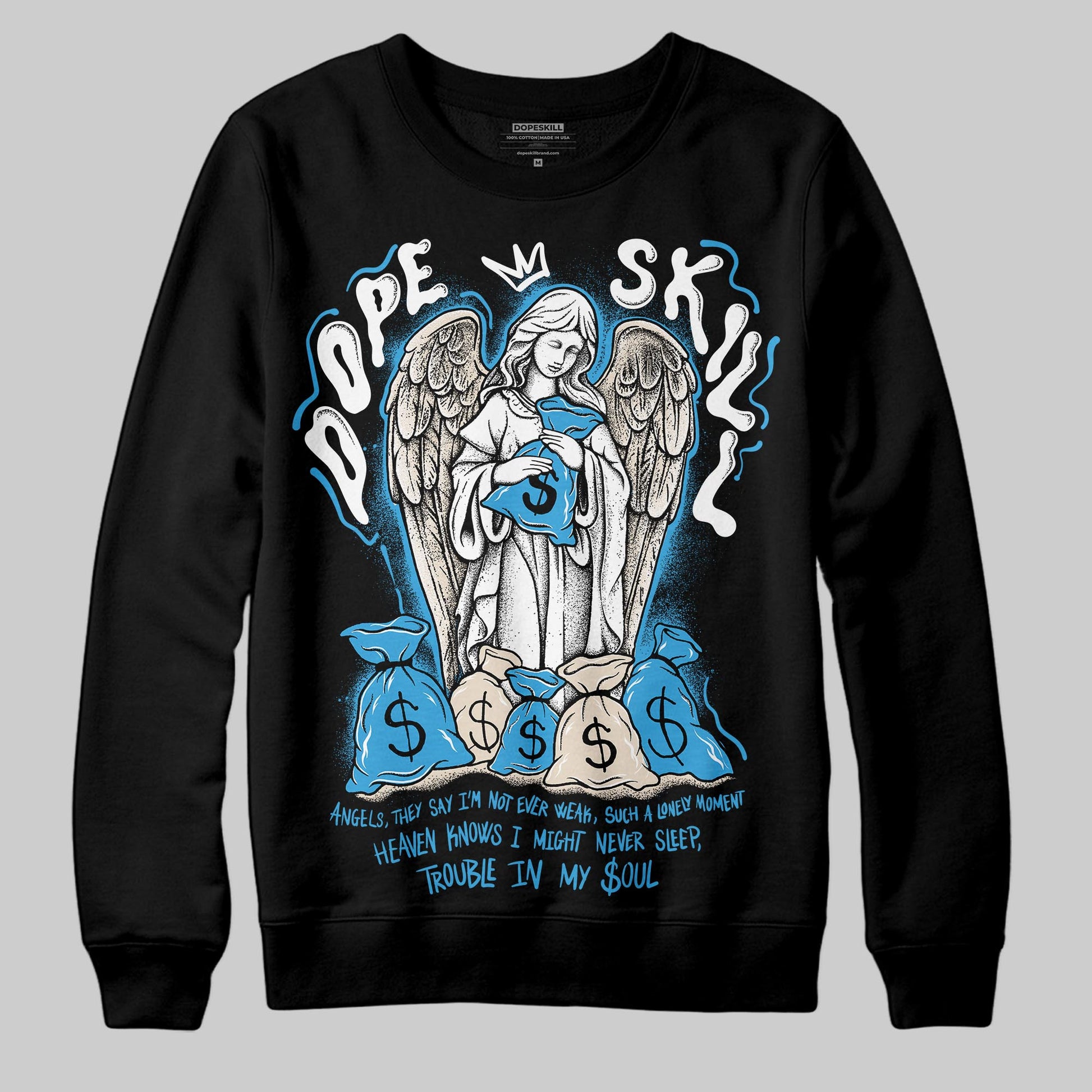 Jordan 1 High OG “UNC” Reimagined DopeSkill Sweatshirt Angels Graphic Streetwear - Black