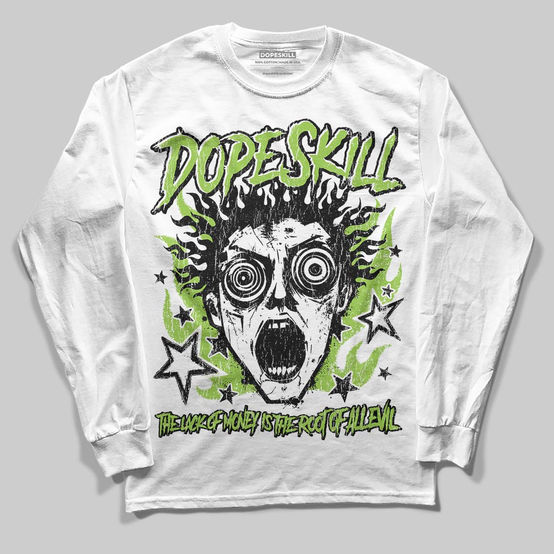 Neon Green Sneakers DopeSkill Long Sleeve T-Shirt Root of Evil Graphic Streetwear - White