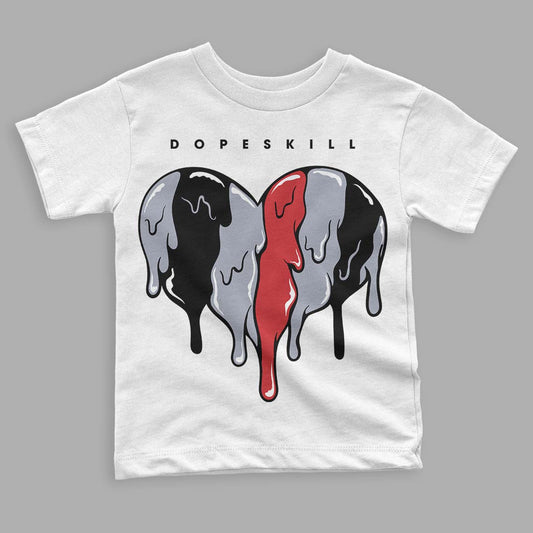Jordan 4 “Bred Reimagined” DopeSkill Toddler Kids T-shirt Slime Drip Heart Graphic Streetwear - White 