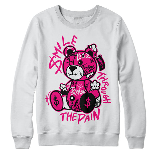 Jordan 1 Low GS “Fierce Pink” Dopeskill Sweatshirt Smile Through The Pain Graphic Streetwear - White